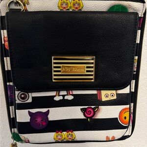 Betsey Johnson Striped Crossbody Bag with Fun Graphics